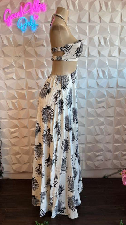 Island Breeze Tropical Cutout Gown