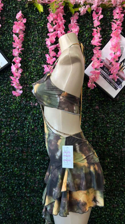 Moss & Amber Ruffle Cut-Out Festival Dress