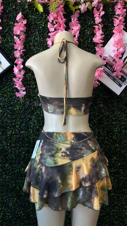 Moss & Amber Ruffle Cut-Out Festival Dress