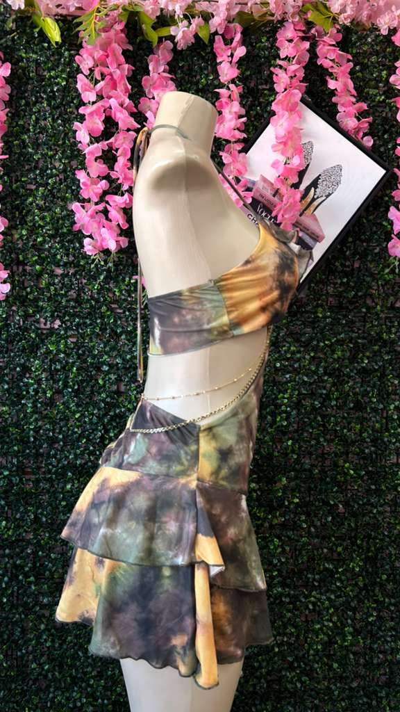 Moss & Amber Ruffle Cut-Out Festival Dress