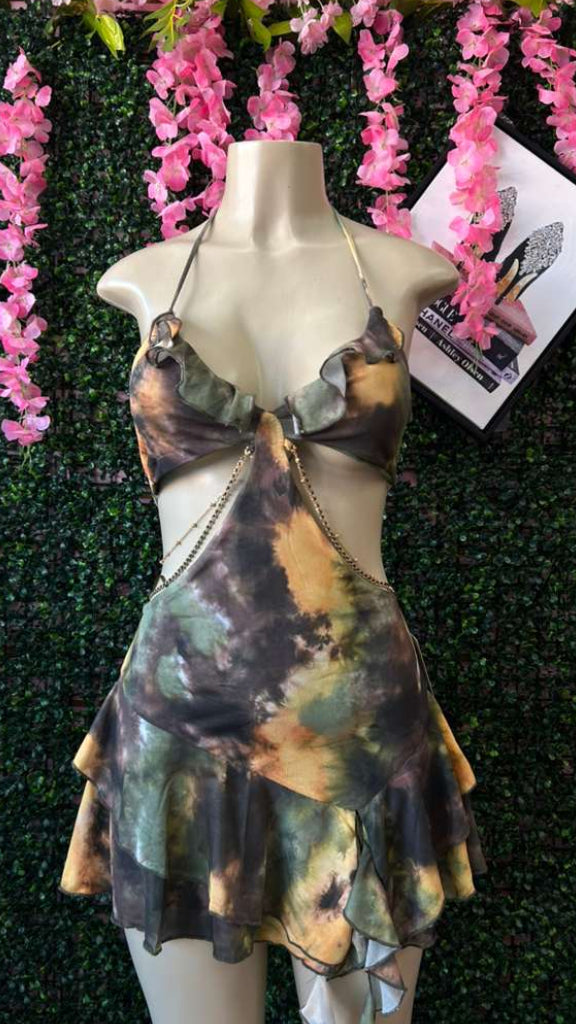 Moss & Amber Ruffle Cut-Out Festival Dress