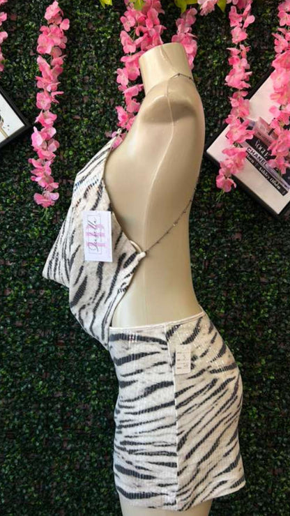 Midnight Zebra Sequin Chain-Link Set