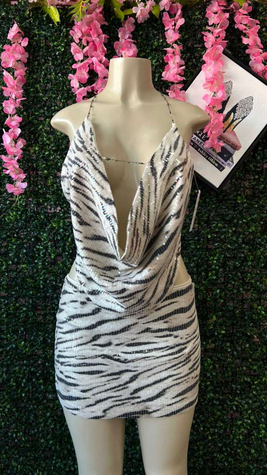 Midnight Zebra Sequin Chain-Link Set