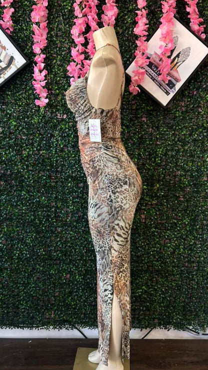 Safari Sunset  Cut-Out Maxi Dress