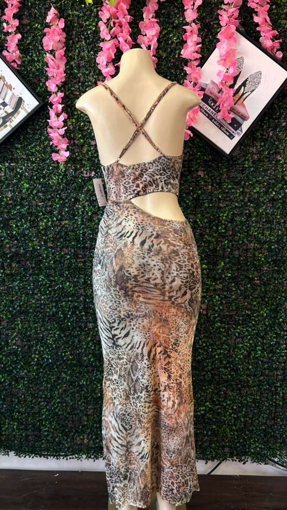 Safari Sunset  Cut-Out Maxi Dress