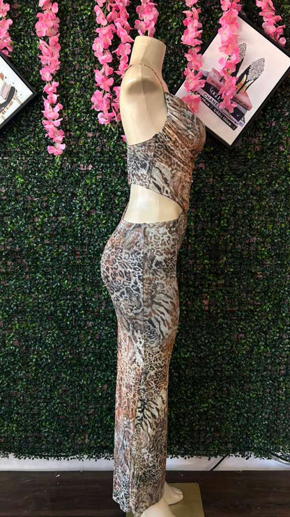 Safari Sunset  Cut-Out Maxi Dress