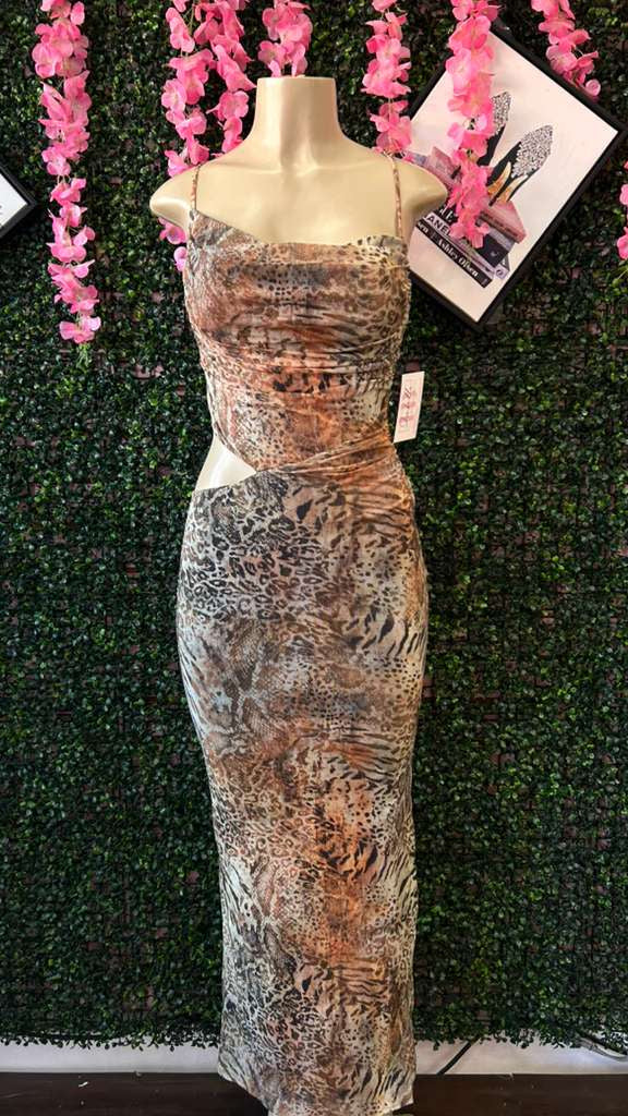 Safari Sunset  Cut-Out Maxi Dress