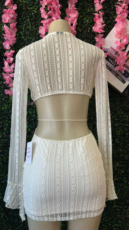 Angelic White Lace Ruffle Mini Dress