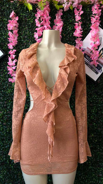 Sunset Floral Lace Frill Party Dress