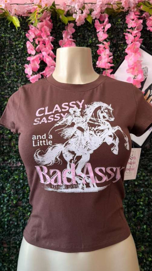 Y2K 'Classy & Sassy' Horse Print Crop Top
