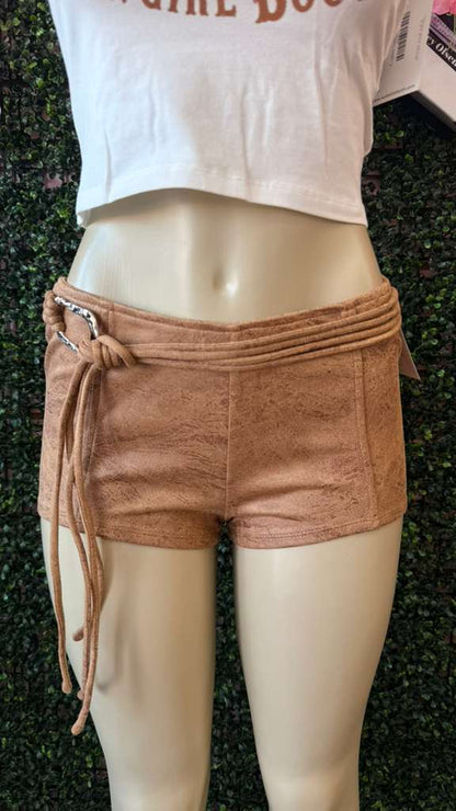 Desert Heat Distressed Suede Buckle Shorts