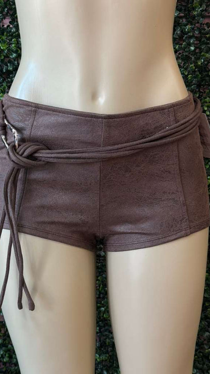 Desert Heat Distressed Suede Buckle Shorts