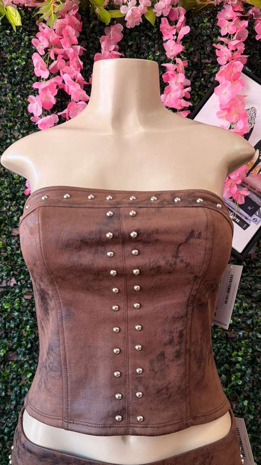 Midnight Rodeo Studded Suede Corset