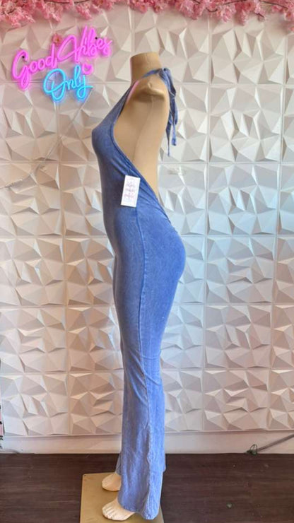 The Sky Blue Scrunch-Back Jumpsuit