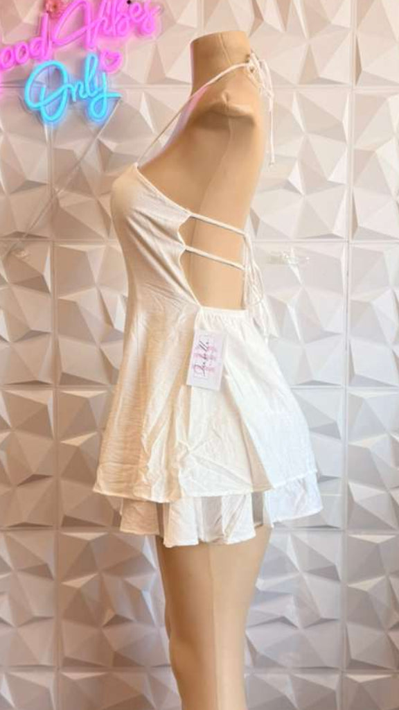 White Lily Ruffle Mini Dress
