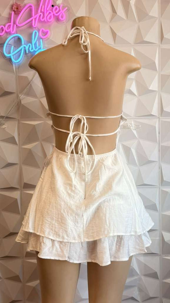 White Lily Ruffle Mini Dress