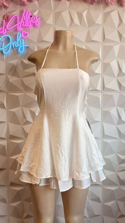White Lily Ruffle Mini Dress