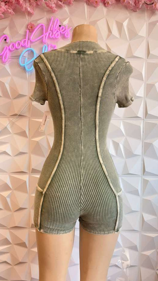 Olive Pipeline Mini Romper