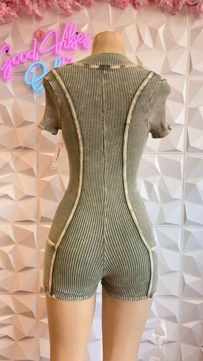 Olive Pipeline Mini Romper