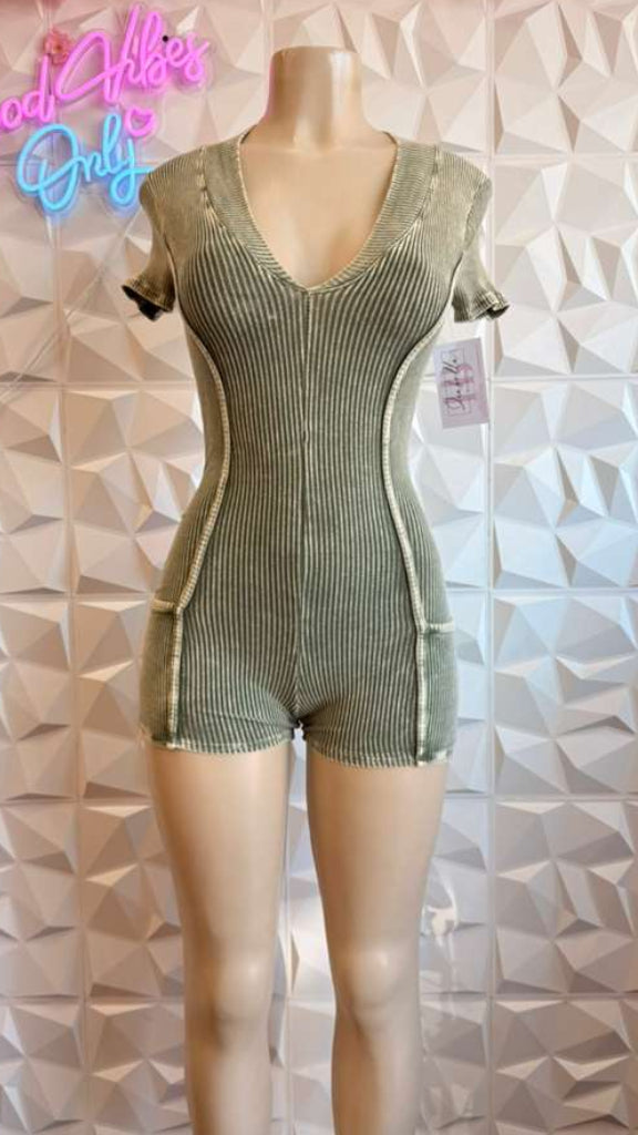 Olive Pipeline Mini Romper