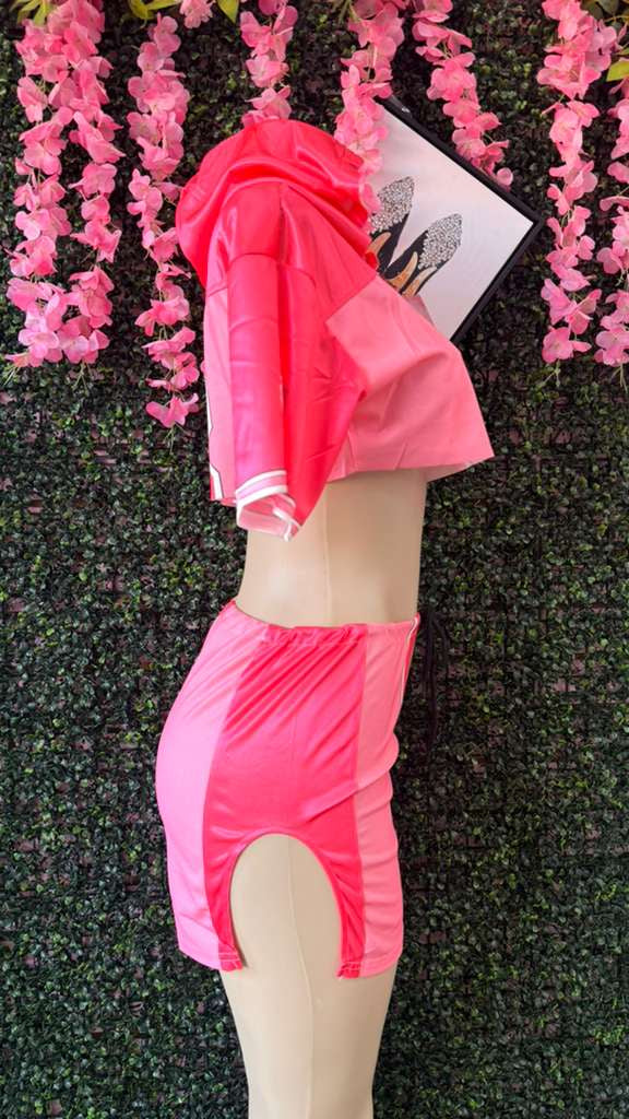 Pink Jersey-Style Mini Skirt Set