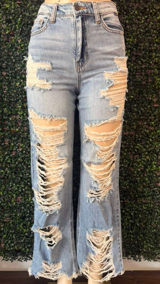 Urban Edge Heavily Distressed Frayed Jeans