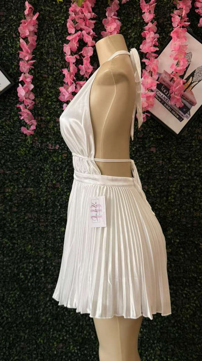 Moonlight Dance Ruched Halter Dress