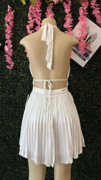 Moonlight Dance Ruched Halter Dress