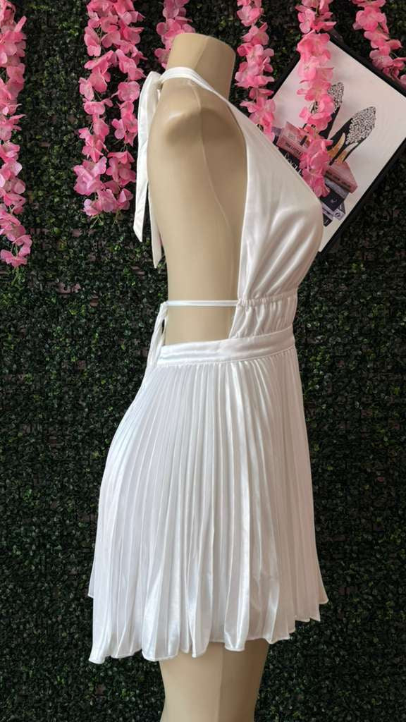 Moonlight Dance Ruched Halter Dress