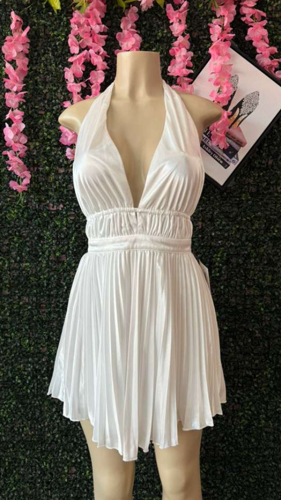 Moonlight Dance Ruched Halter Dress