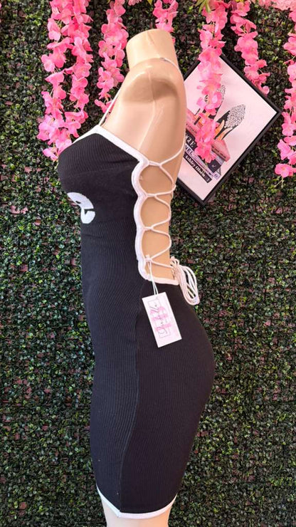 "Pure Vibes" Ribbed Lace-Up Mini