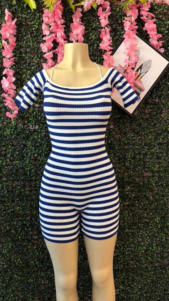 "Sailor Moon" Striped Lace-Up Romper