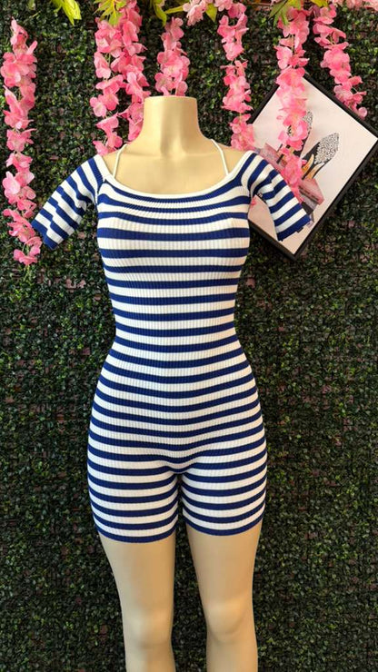"Sailor Moon" Striped Lace-Up Romper