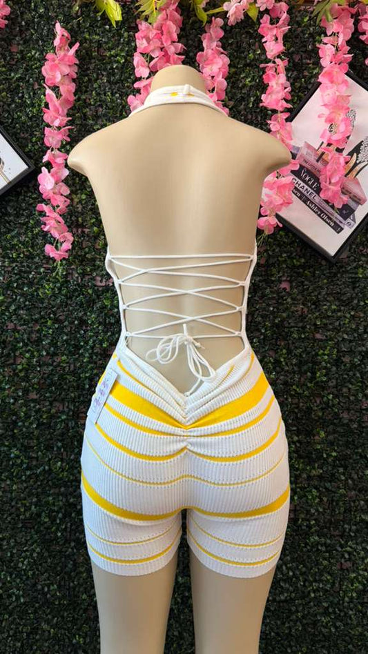 The Sunkissed Lace-Up Romper