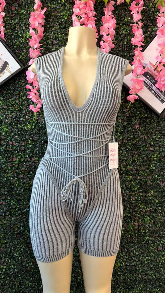 Sculpt & Tie Halter Biker Romper