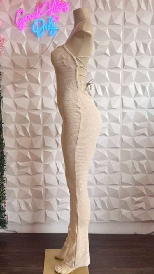 The "Good Vibes" Corset-Back Jumpsuit