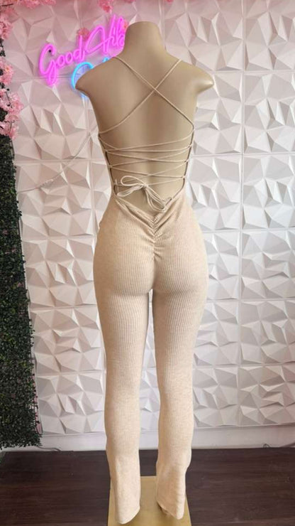 The "Good Vibes" Corset-Back Jumpsuit