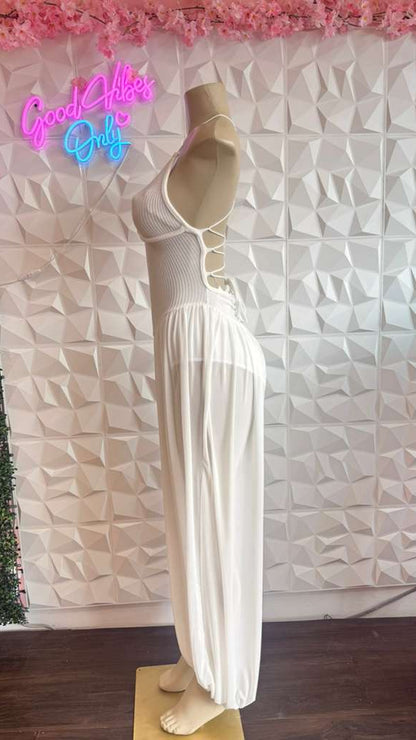 Bohemian Wide-Leg Cinch-Ankle Jumpsuit