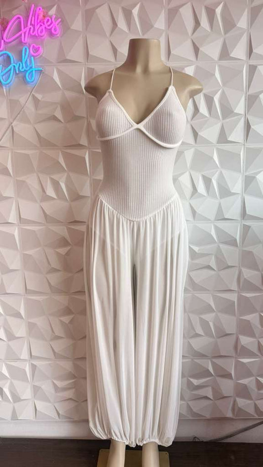 Bohemian Wide-Leg Cinch-Ankle Jumpsuit