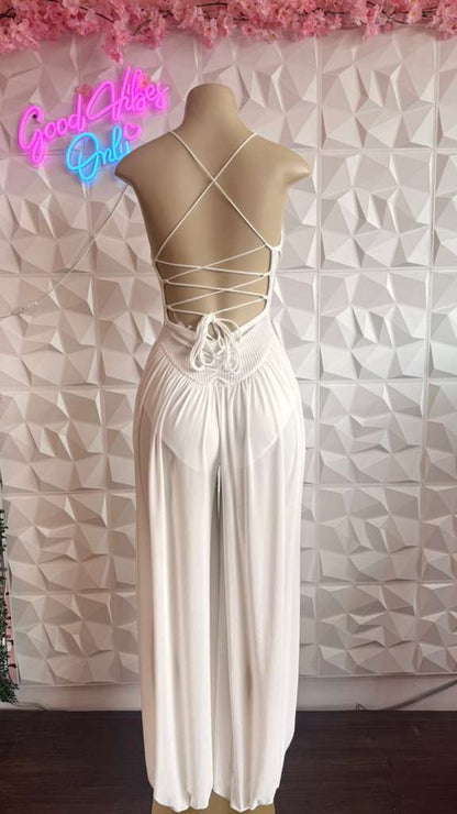 Bohemian Wide-Leg Cinch-Ankle Jumpsuit