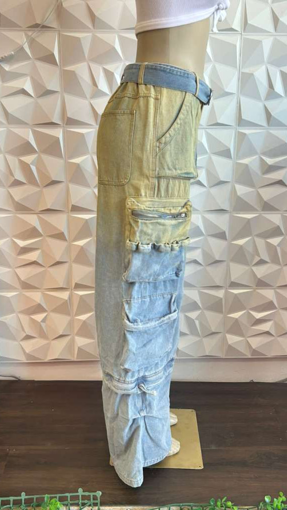 Y2K Aesthetic Gradient Acid-Wash Baggy Jeans
