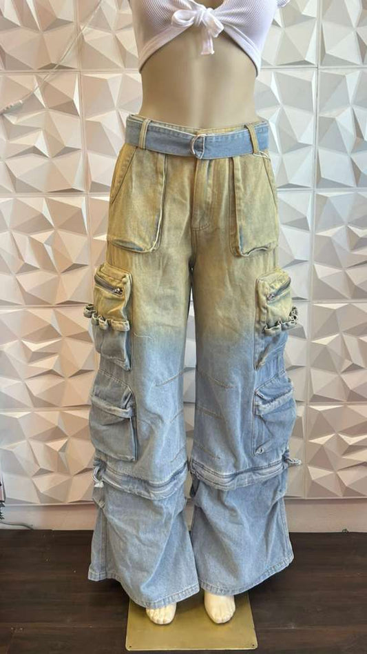 Y2K Aesthetic Gradient Acid-Wash Baggy Jeans