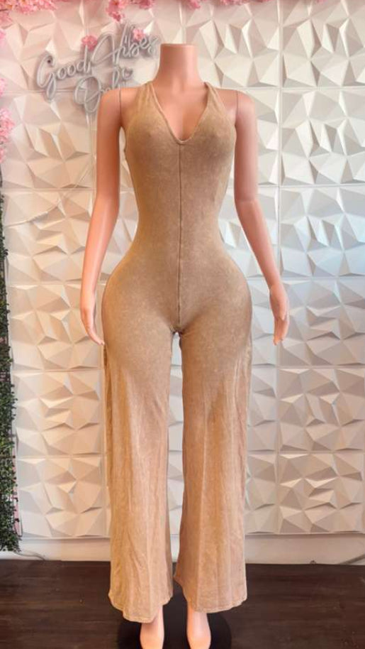 Cross-Back Ribbed Contour Jumpsuit