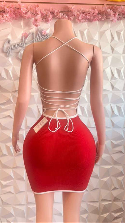 "Pure Vibes" Ribbed Lace-Up Mini