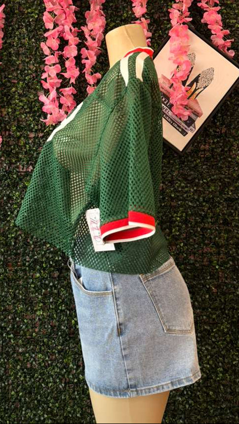 Mexico Game Day Oversized Mesh Crop Tee