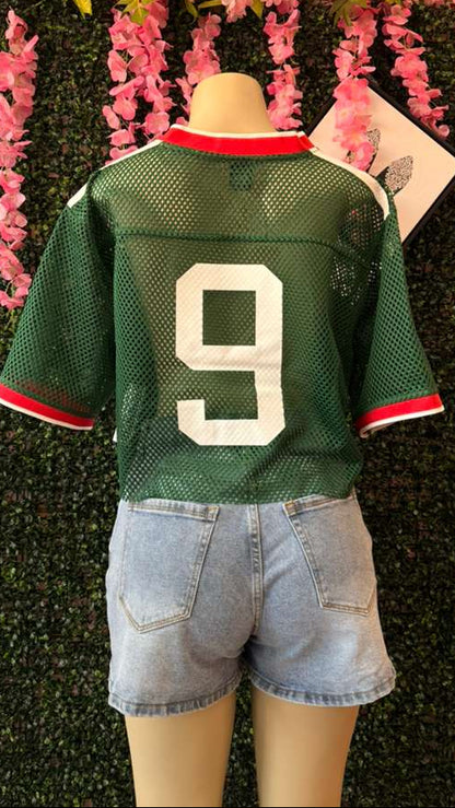 Mexico Game Day Oversized Mesh Crop Tee