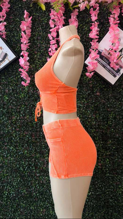 The Solis Ribbed Short Set