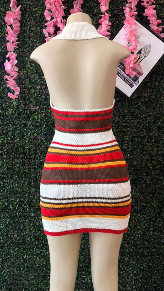 Autumn Skies Polo-Collar Knit Dress