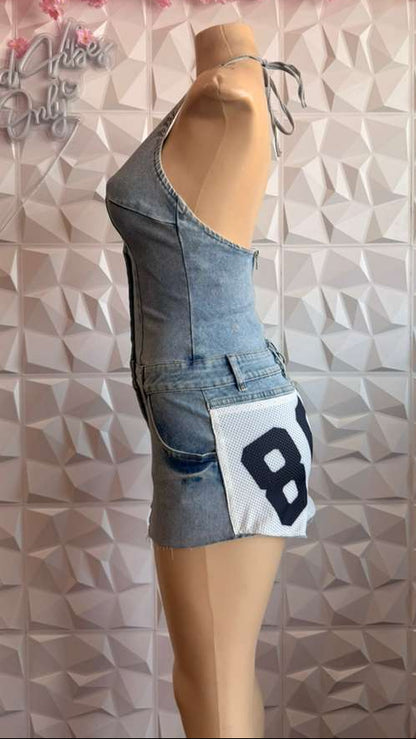 The "Varsity Vixen" Denim Mini Dress