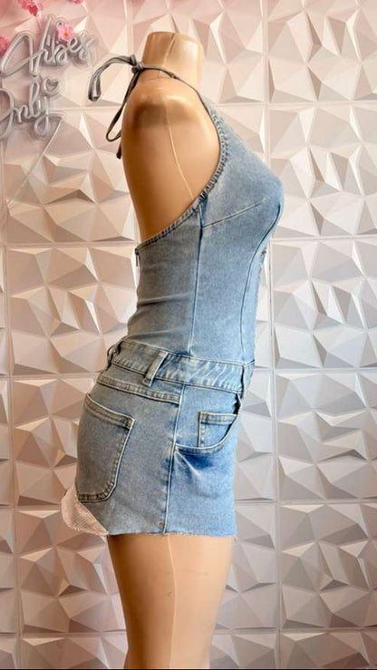The "Varsity Vixen" Denim Mini Dress